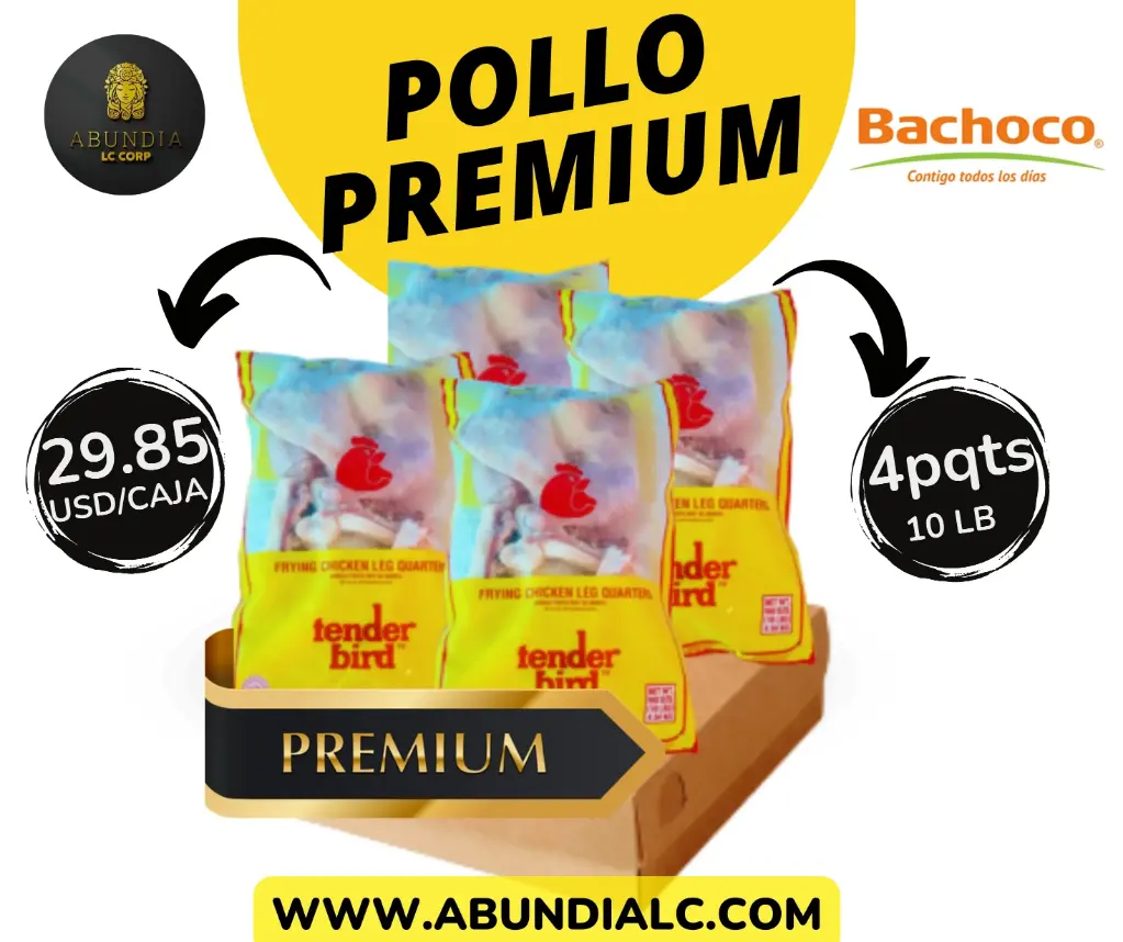 Cajas de pollo 40lb (4 paquetes de 10lb por caja)